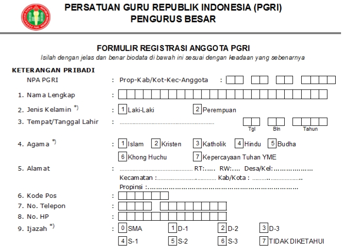 Pendaftaran PGRI Landak - Persatuan Guru Republik Indonesia Cabang Landak